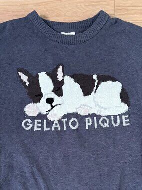 Gelato Pique Sleeping Dog Jacquard Pullover Air Moco Sweater Blue Grey